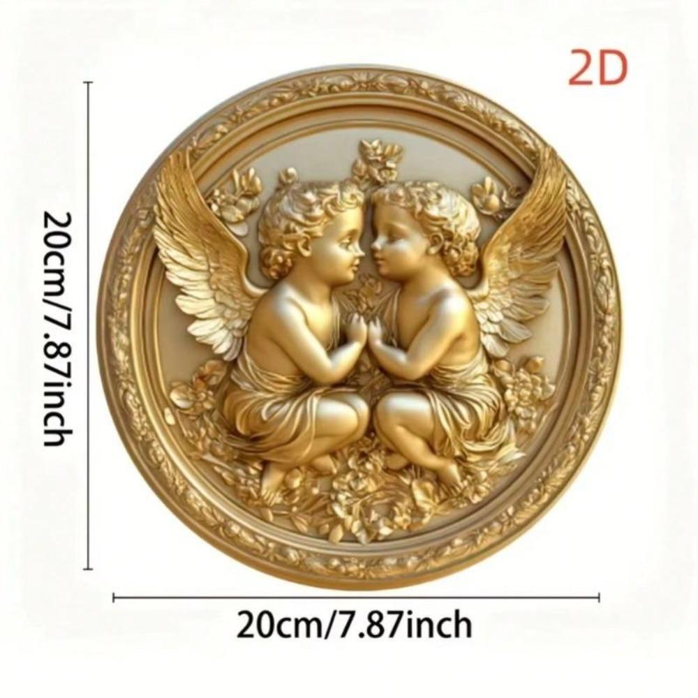 Винтажное ангельское настенное искусство Золотой Белый Рельеф Металлический Декор Скульптура Домашнее Украшение