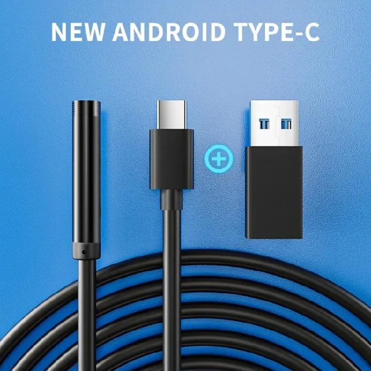 Эндоскоп USB Type-C 7 мм Гибкая Инспекционная Камера Водонепроницаемая Регулируемая Светодиодная Подсветка для Смартфонов Планшетов Компьютеров