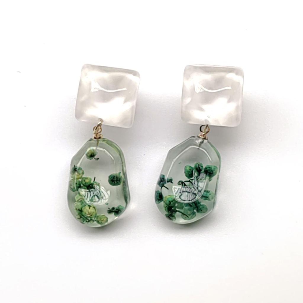 Natural Dried Flower Earrings: 925 Sterling Silver Dangles with Preserved Floral Specimens