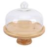Wood Cake Stand with Lid 12in Cake Holder Multi Functional Serving Platter Large Glass Cake Dome Cover