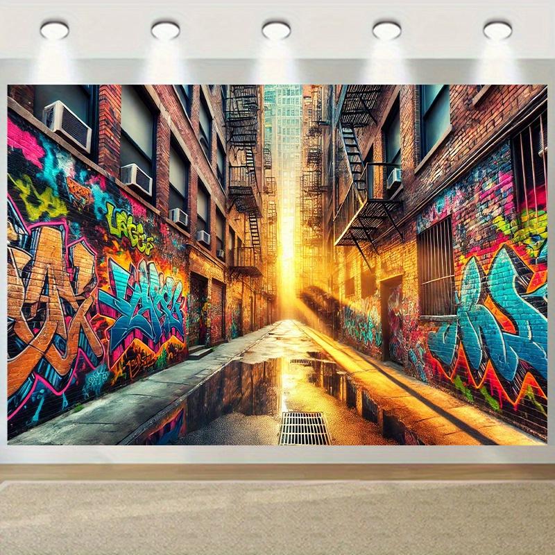 1 urban graffiti street scene background fabric, multi-functional and reusable polyester fiber, suitable for all seasons