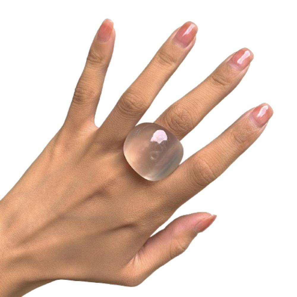 Candy Color Geometric Ring Classic Big Dome Plain Ring Jewelry Accessories Acrylic Ring Part
