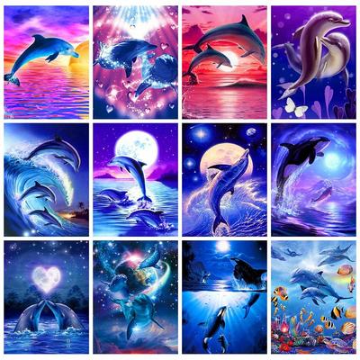 Алмазная картина с изображением животных, Алмазная вышивка, вышивка крестиком, Дельфин, картины из стразов, мозаичный декор для дома