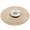 4-piece Set Meal Mat Woven Round Mat Beige Tableware Cup Pad