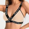 New Padless Yoga Sports Bra Letter Strap Running Fitness Shockproof Vest Bra