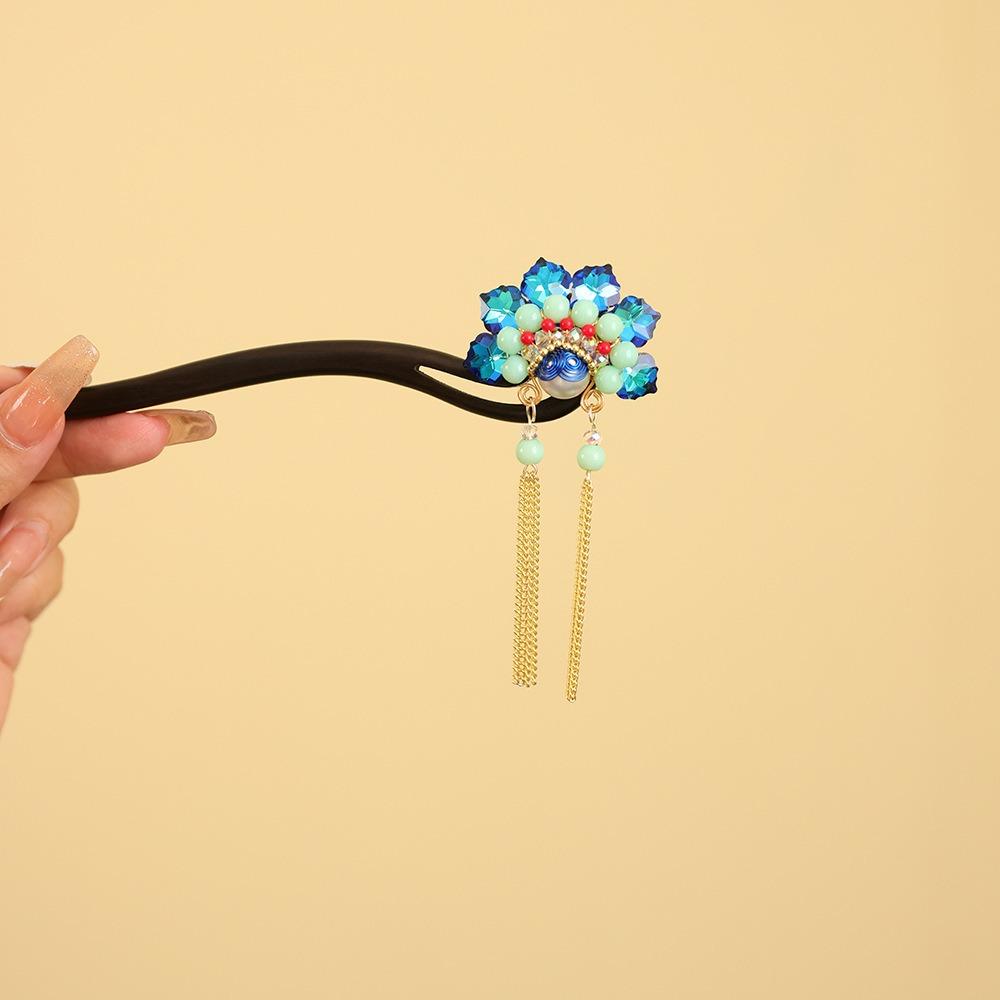 Red New Chinese Style Hair Clip Tassel Hanfu Hairpin Temperament Wooden Hair Stick  Bridal