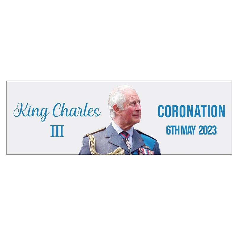 King Charles Iii Coronation Flag Premium Polyester Fabric 50x150cm