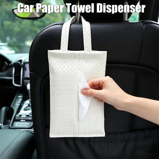 Car Tissue Holder Visor for Dispenser with Hanging Napkin Woven Pattern Universal