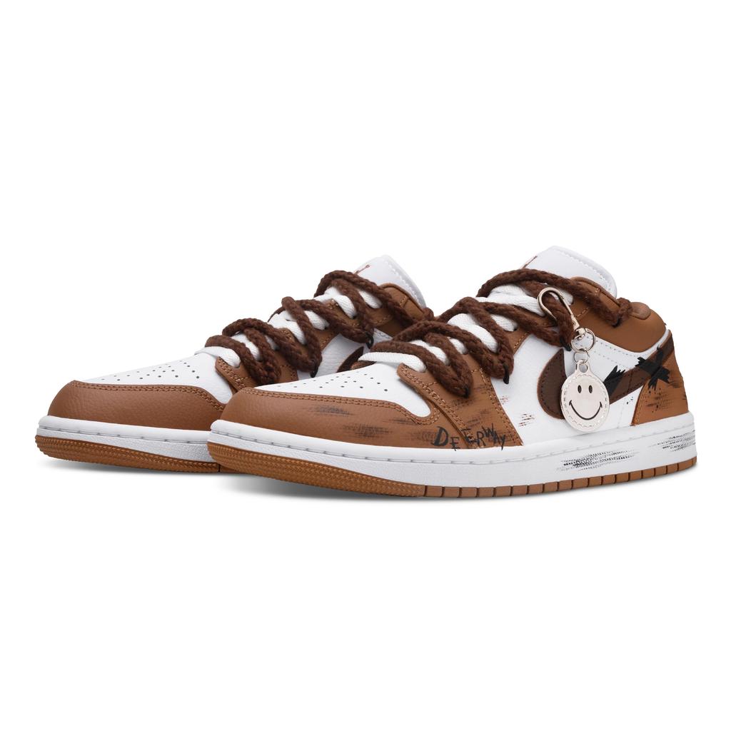 Jordan Air Jordan 1 Mocha Film Slip Resistant Abrasion Resistant Low top Vintage Basketball Shoes Unisex White Brown DC0774-202(Team864-)