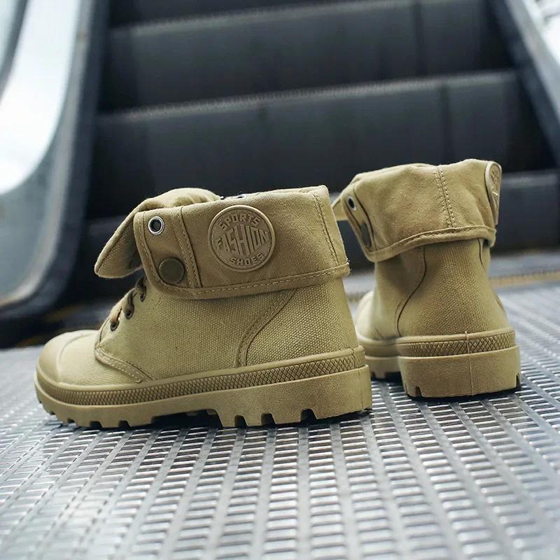 Модная женская парусиновая обувь Женские рабочие ботинки в стиле Palladium Модные высокие дышащие ботильоны Повседневная обувь Женская Высокое качество 35-41
