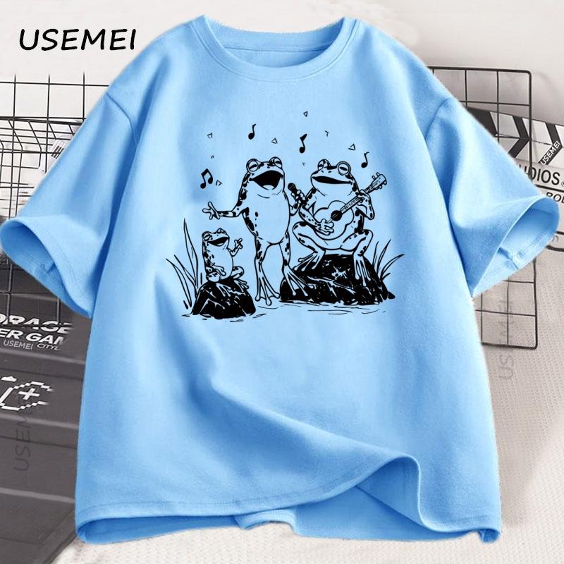 Frog Musicians 90s Retro T Shirt Unisex Unisex Vintage Frog Graphic Tshirt Cute Funny Lovers Cotton Tee Unisex Short Sleeve Clothes