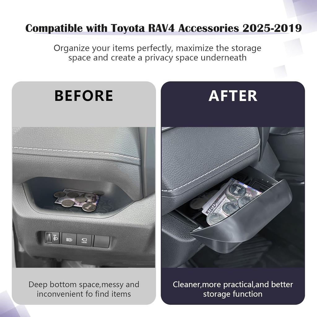 Driver's Drawer Box for Toyota RAV4 Accessories 2025 2025 2025 2025 2025 2020 2019 Drivers Side Cubby Drawer Console Organizer