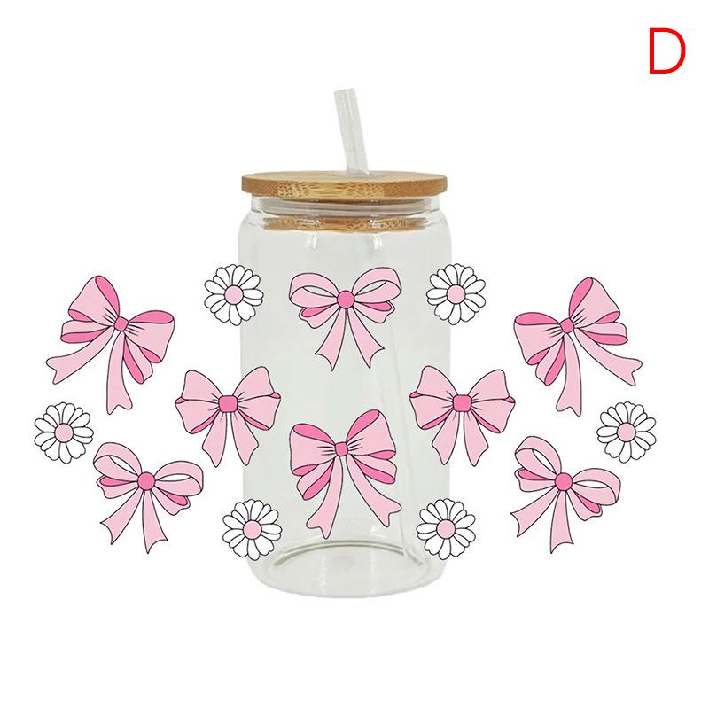 3D Uv Dtf Transfers Stickers 16Oz Cup Wraps Cartoon Bow Printed For Diy Glass Ceramic Metal Leather