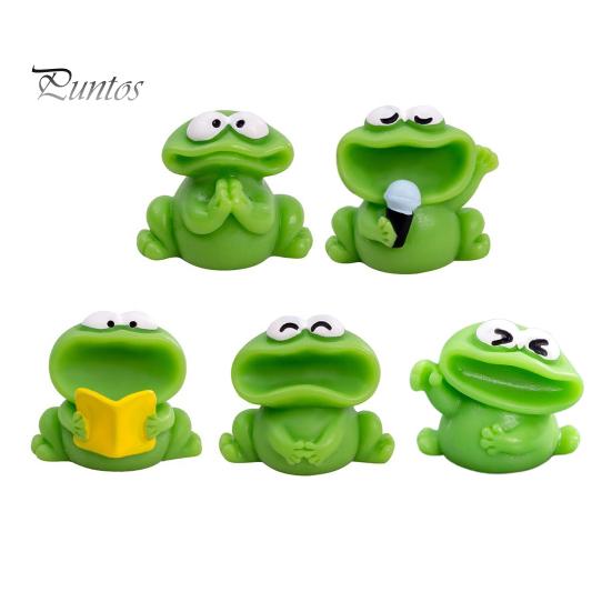 Mini Frog Figurines Cartoon Big Mouth Chorus Frog Statue for Moss Landscape Flower Pot Accessories Resin Miniature Desktop Ornament for Car Home Decor