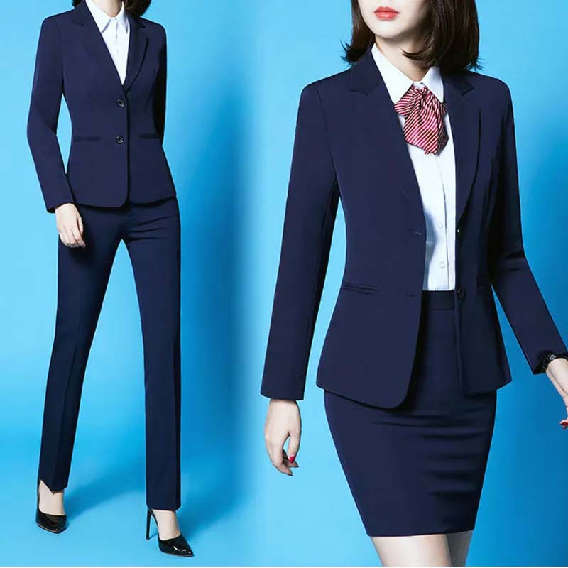2Pcs Blazer Suit Female Temperament Professional Wear Jacket Ladies Formal Hotel Work Clothes Spring and Autumn OL Interview Suit