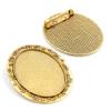 New Fashion 5pcs 30x40mm Inner Size Antique Gold/Silver Black Bronze Pin Brooch Pierced Style Base Setting Pendant