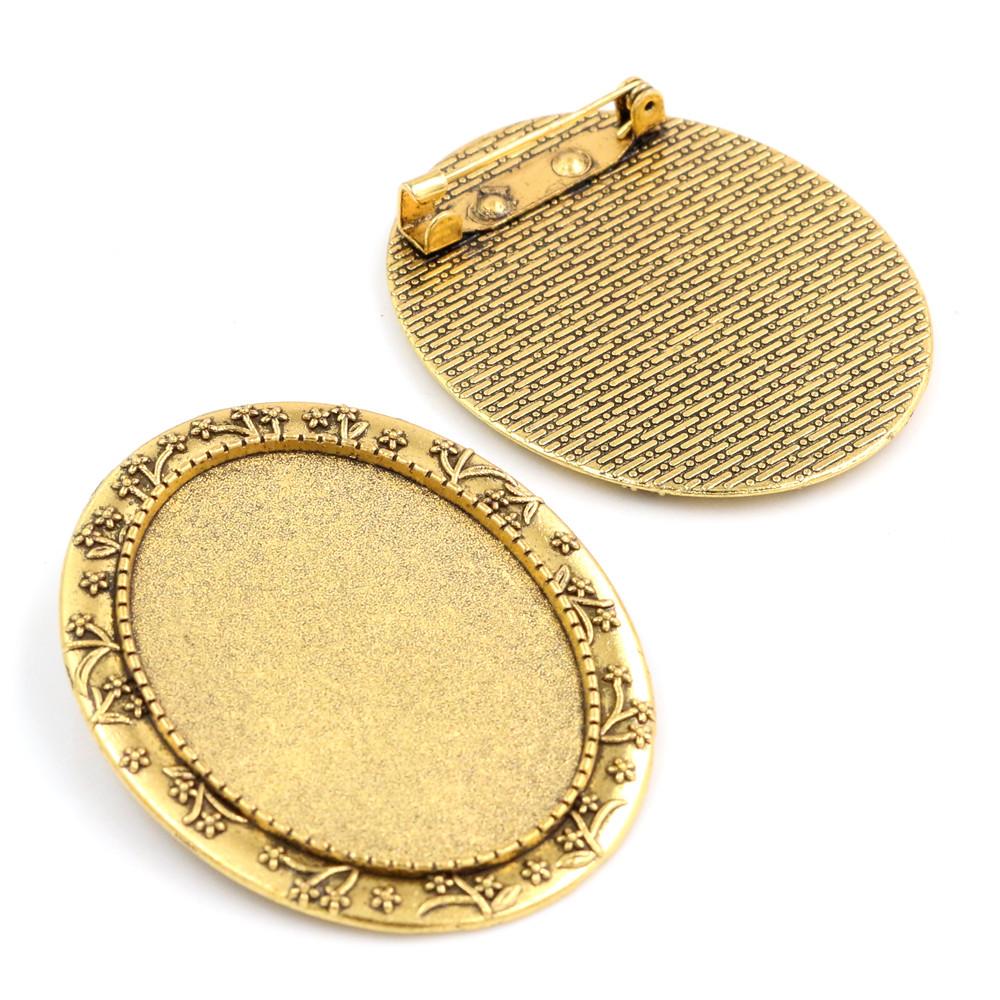 New Fashion 5pcs 30x40mm Inner Size Antique Gold/Silver Black Bronze Pin Brooch Pierced Style Base Setting Pendant