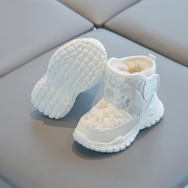 Boys and Girls Winter Padded Warm Cotton Shoes Thick Bottom Non-slip Patent Leather Waterproof Non-slip Snow Boots