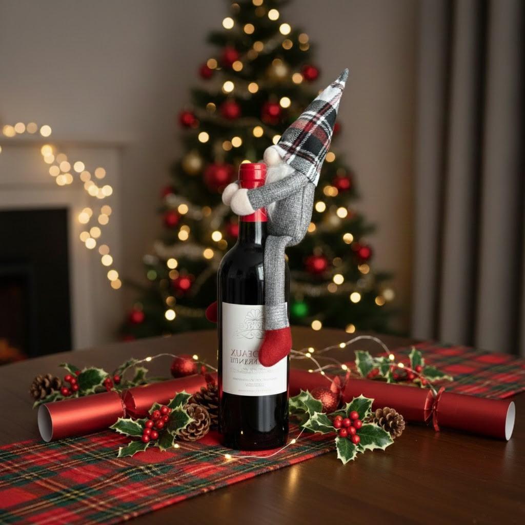 Bottle case decoration Christmas gnome gift idea Santa Claus dwarf