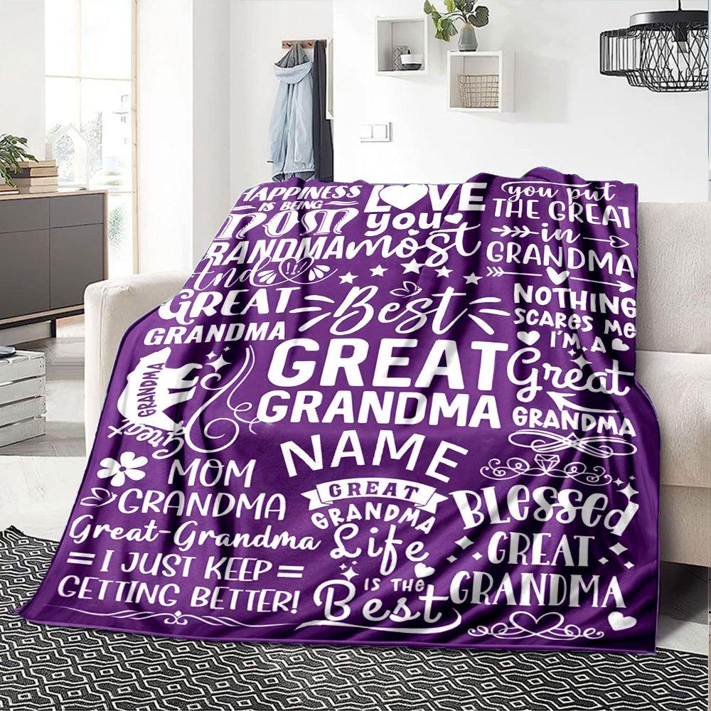 Great Grandma Love And Happiness Lightweight Personalized Blanket Personalized Name Comfortable Texture Perfect For Sofa Couch Office Bed Picnics Four