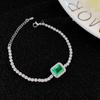 Luxurious And Exquisite Full Drill Square Zircon Emerald Bracelet Suitable For Women's Daily Party Fashion Jewelry