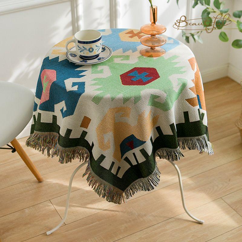 Скатерть в китайском национальном стиле в стиле ретро с кисточками из хлопка и льна, устойчивая к грязи, геометрическое стильное украшение для дома Obrus