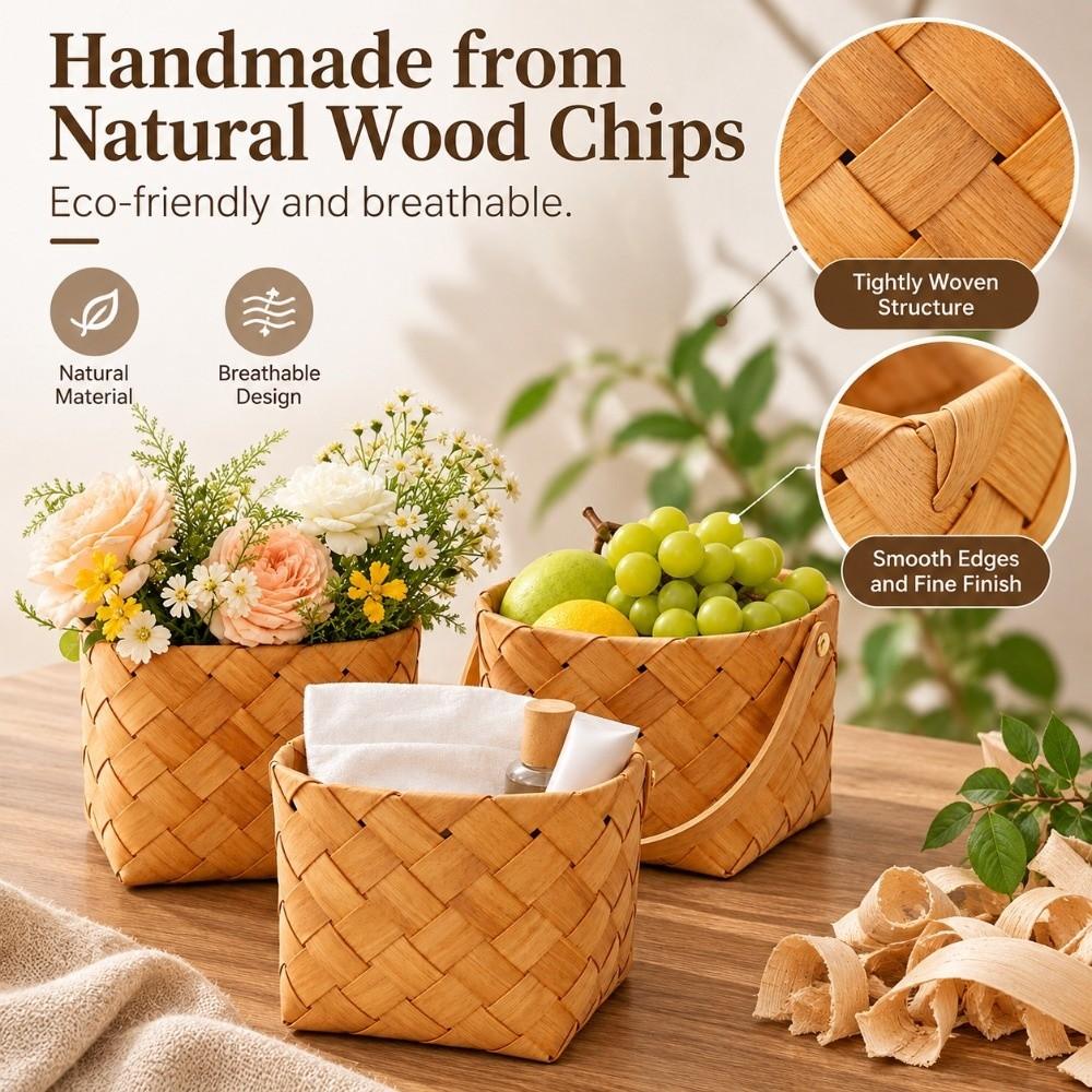 Handheld Bread and Fruit Basket Handmade Handwoven Household Braid Basket For Home Wedding Decor