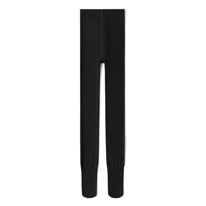 High-Waisted Gray Leggings with Velvet Lining for Spring & Autumn - Women's Belly-Tightening Pants with Non-Slip Design