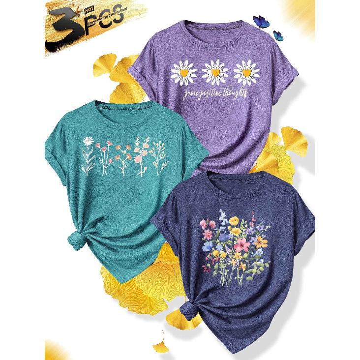 Новая летняя коллекция: Простые и элегантные для женщин 3 наряда для вечеринки-костюмированной вечеринки Цветочный принт маргариток круглый вырез повседневная мода ретро