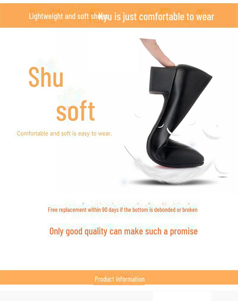 2022 New Soft Leather Mid-Heel Shoes for Women: Comfortable, Soft-Sole Work Shoes for Middle-Aged Mothers