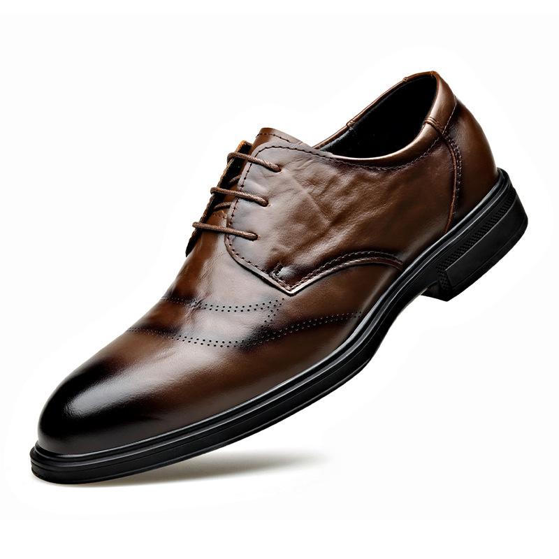 Lace-up Groom Suit Wedding Men's Shoes Fashion Business Dress Shoe Man 2025 Spring Autumn New Leisure Cow Leather Shoe Male