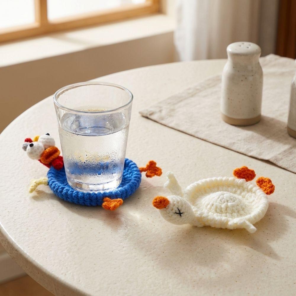 Finished Crochet Animal Coaster Heat Resistant Water Cup Mat Handwoven Coaster  Table Decor