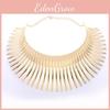 Color Fashion Solid Curved Design Women Metal Necklace Collar For Trendy Outfit
