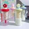 Милые цветочные стаканы для чая с трубочкой, стакан-термос, бутылка для воды для девочек, большая емкость, стаканы для холодного кофе и сока, питьевая посуда