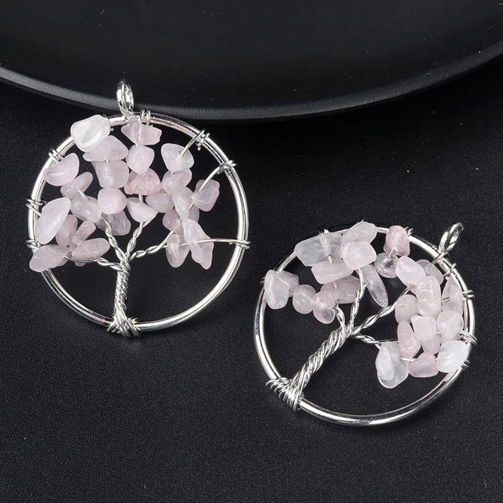 1 шт., кулон «Древо жизни», натуральный камень, обмотка, гравийный кулон для изготовления ювелирных изделий, ожерелье, аксессуар «сделай сам», размер 30x30 мм