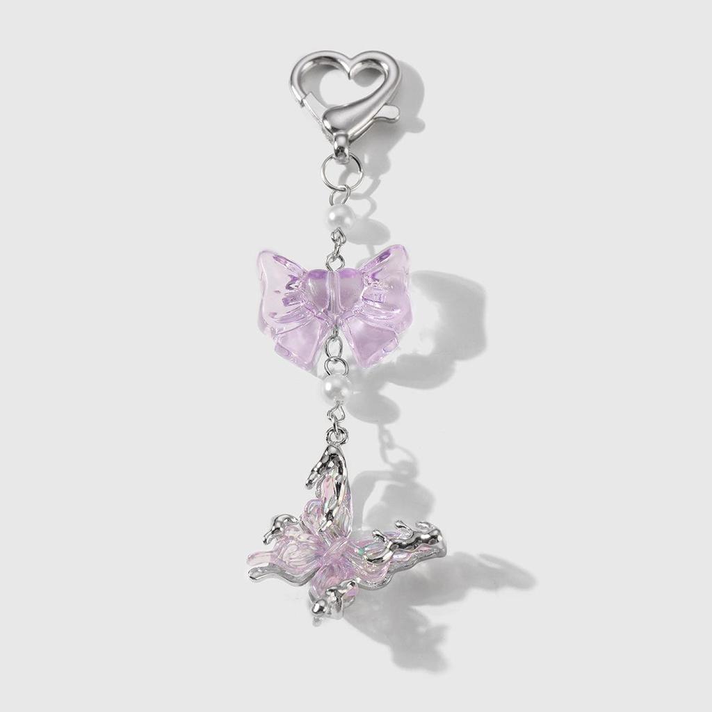 Очаровательный многоцветный 3D-бабочка Акриловый брелок-подвеска с бантом