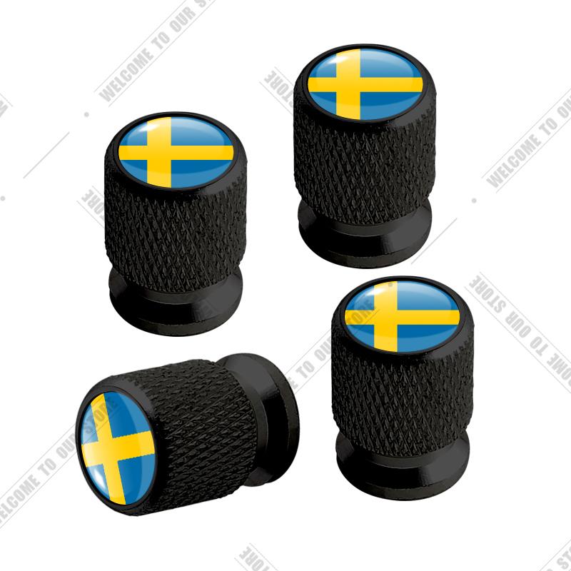 Car CNC Aluminum R Design Sweden Flag Emblem For Volvo XC40 V90 S60 S80 S90 XC60 XC90 4pcs Tire Valve Air Port Stem Cover Caps
