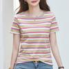Summer Women's T-shirt Striped Round Neck Short Sleeve Top