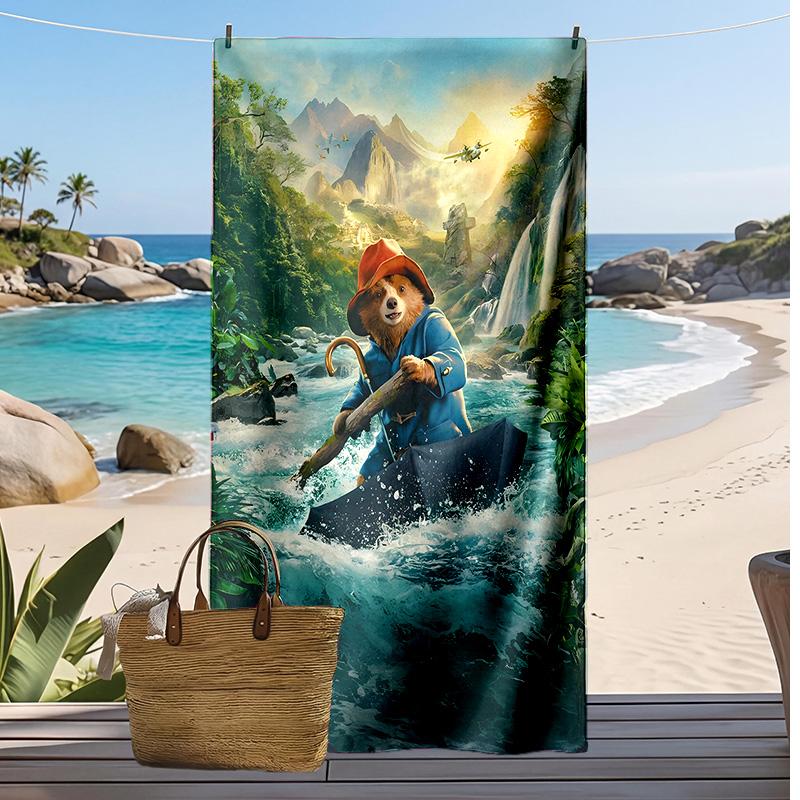 Paddington bear Printed Quick Dry Beach Towel Super Absorbent Soft Lightweight Bath Towel for Pool Summer Travel
