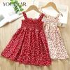 Girls Floral Slip Dress Summer Polka Dot Dress for Girls Sleeveless Dress 4-8 Year Old