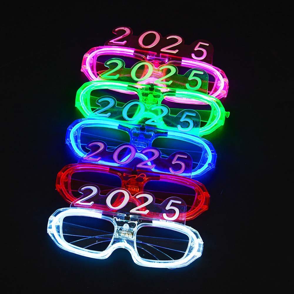 LED Glow 2025 Happy New Year Glow Glasses New Year Party Glasses Decorations