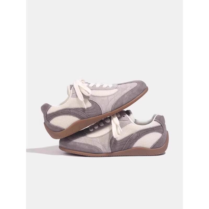 Contrasting Color Retro Versatile Leather German Training Shoes Women's 2025 Spring New Light and Comfortable Casual Forrest Gump Sports Shoes