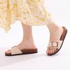 Fashion Comwarm Summer Women's Flat Sandals Gradient Cork Slippers Fashion Cork Flip Flops Women Outdoor Beach Shoes With Double Buckle