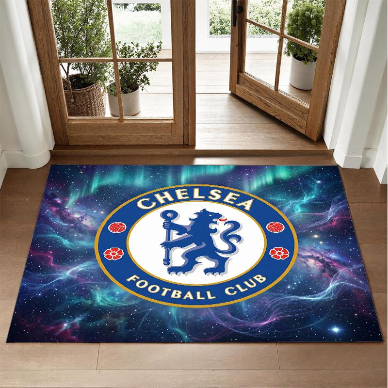Chelsea FC Design Crystal Velvet Rug Soft Decorative Mat for Bedroom Entrance