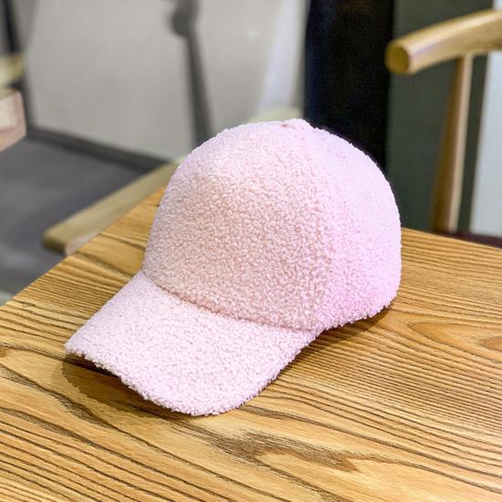 Plush Baseball Cap Autumn Winter Fuzzy Curved Brim Windproof Warm Solid Color UV Protection Men Women Adults Outdoor Sports Casual Ponytail Peaked Hat