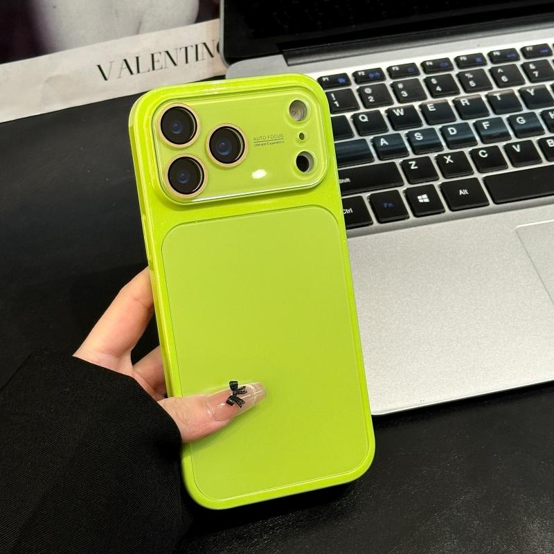 AG Матовый Кристалл Большое Окно Стеклянный Чехол Для iPhone 17 16 15 14 13 Pro Max Plus Ударопрочный Покрытие Глянцевый Яркий Бронированный Чехол