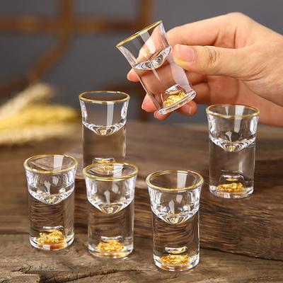 Роскошный стакан для водки, стакан для сакэ, сёту, стеклянный бар, ликер, двойное дно, стеклянная чашка из золотой фольги, чайная чашка, элитные подарки, крепкие спиртные напитки