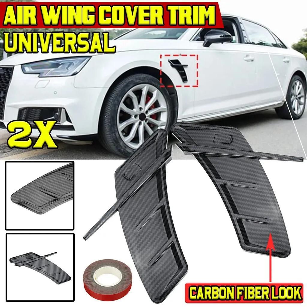 Pair Car Sticker Carbon Universal Side Fender Air Flow Wing Vent Cover Car Body Moldings Trim Decorative Exterior Accessories