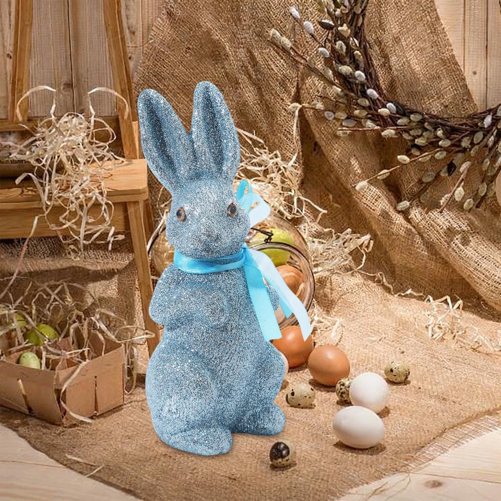 Пасхальная Блестящая Разноцветная Фигурка Кролика, Креативная Пенопластовая Симуляция Домашний Декор, Кролик с Бантиком