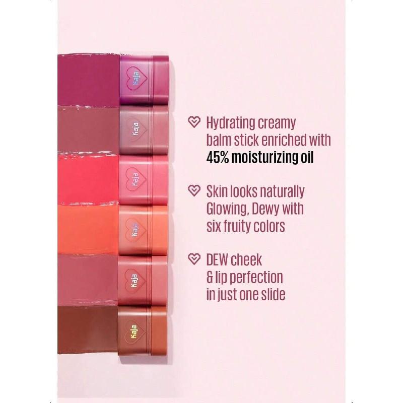 Kaja Dewy Bar - кремовая многослойная пудра-карандаш и бальзам для губ 03 Peach Cobbler 10 г + масло для губ Juicy Glass 05 Plum Paloma Bundle, прозрачная или средняя, можно наслаивать